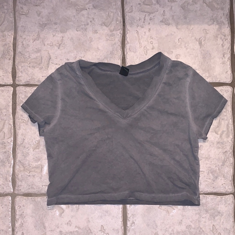 Gray V-Neck Women's Crop Top
